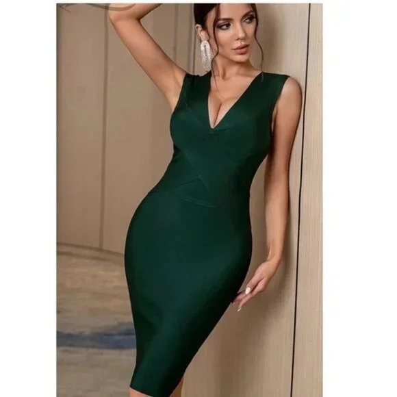 Green Bandage bodycon event party dress M